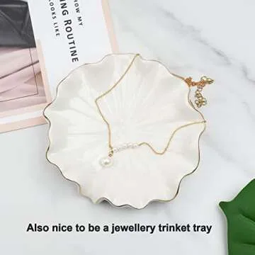 Ceramic Self Draining Soap Dish White Lotus Leaf Soap Holder Waterfall Soap Dish Soap Savers for Bar Soap, for Bathroom, for Shower, for Bar Counter