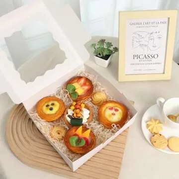 Moretoes 30pcs Bakery Boxes, 8x8x2.5 Cookie Boxes with Window, White Treat Containers for Donuts, Chocolate Strawberries, Pie