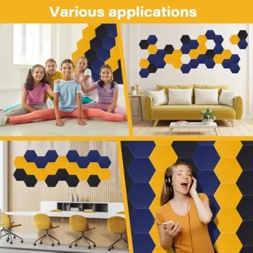 Acoustic Panels, Magrowill 12-Pack Soundproof Wall Panels 14x12x0.4 Inches, High Density Acoustic Panels Sound Absorbing with Self-Adhesive, Hexagon Sound Proof Panels for Walls
