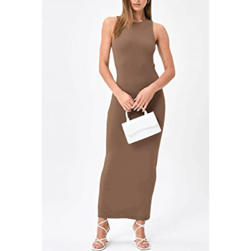 Stylish Brown LILLUSORY Backless Maxi Dress for Women