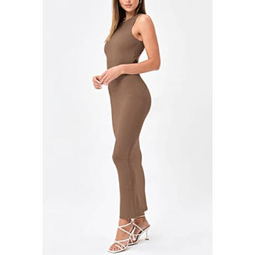 Stylish Brown LILLUSORY Backless Maxi Dress for Women