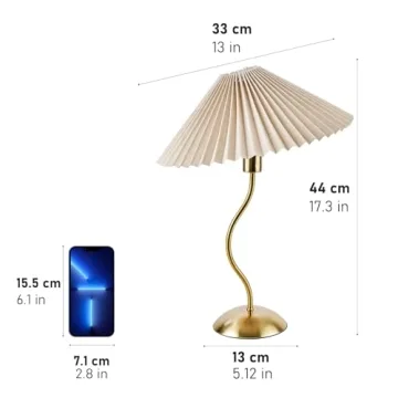 KUNJOULAM Small Pleated Table Lamp for Cozy Decor