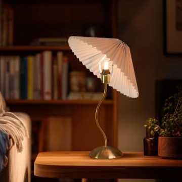 KUNJOULAM Small Pleated Table Lamp for Cozy Decor