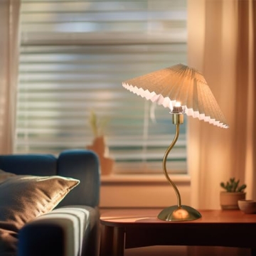 KUNJOULAM Small Pleated Table Lamp for Cozy Decor