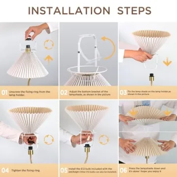 KUNJOULAM Small Pleated Table Lamp for Cozy Decor