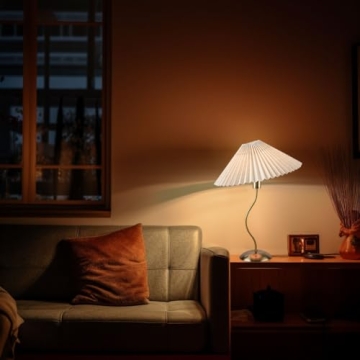 KUNJOULAM Small Pleated Table Lamp for Cozy Decor