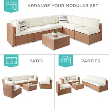 Stylish 7-Piece Modular Outdoor Wicker Sectional Set