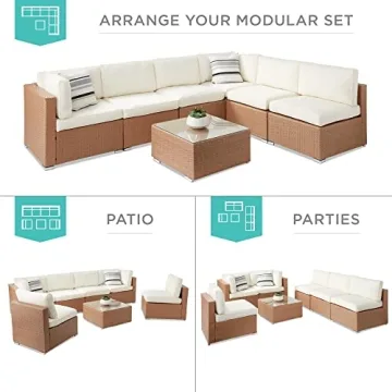 Stylish 7-Piece Modular Outdoor Wicker Sectional Set