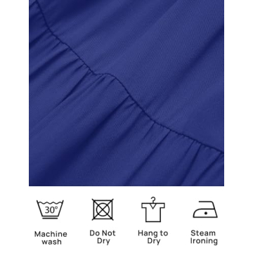 ZESICA Women's Casual Crew Neck Flutter Sleeve Smocked High Waist Hollow Out Lace Trim Tiered A Line Midi Dress,RoyalBlue,Small