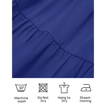 ZESICA Women's Casual Crew Neck Flutter Sleeve Smocked High Waist Hollow Out Lace Trim Tiered A Line Midi Dress,RoyalBlue,Small