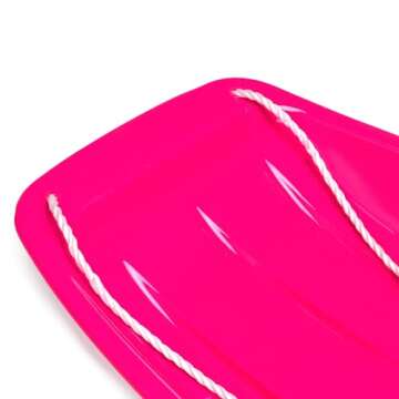 Best Choice Products 35in Kids Plastic Toboggan Snow Sled w/Pull Rope, 2 Handles - Pink