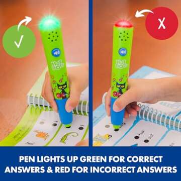 Educational Insights Hot Dots Pete The Cat Kindergarten Reading & Math Workbook, Includes 200 Activites, Reading Games for Kids Ages 5+