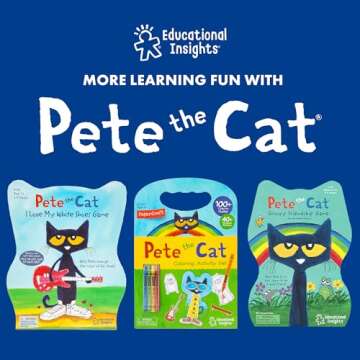 Educational Insights Hot Dots Pete The Cat Kindergarten Reading & Math Workbook, Includes 200 Activites, Reading Games for Kids Ages 5+