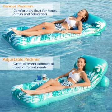 Jasonwell Inflatable Pool Float Adult - Pool Floaties Lounger Floats Floating Chair Raft with Adjustable Backrest Cup Holders Water Floaty Lake Lounge Tanning Floats Beach Party Toys for Adults
