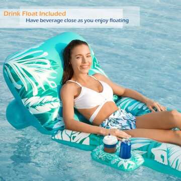 Jasonwell Inflatable Pool Float Adult - Pool Floaties Lounger Floats Floating Chair Raft with Adjustable Backrest Cup Holders Water Floaty Lake Lounge Tanning Floats Beach Party Toys for Adults