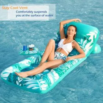 Jasonwell Inflatable Pool Float Adult - Pool Floaties Lounger Floats Floating Chair Raft with Adjustable Backrest Cup Holders Water Floaty Lake Lounge Tanning Floats Beach Party Toys for Adults