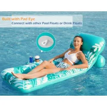 Jasonwell Inflatable Pool Float Adult - Pool Floaties Lounger Floats Floating Chair Raft with Adjustable Backrest Cup Holders Water Floaty Lake Lounge Tanning Floats Beach Party Toys for Adults