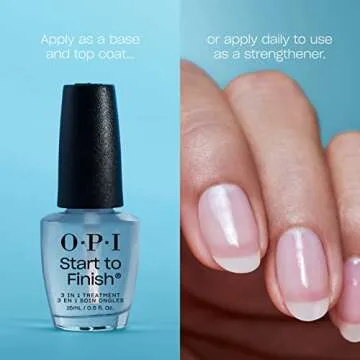 OPI Start to Finish | 3-in-1 Nail Polish Treatment, Base Coat, Top Coat, Nail Strengthener | Vitamin A & E, Vegan Formula