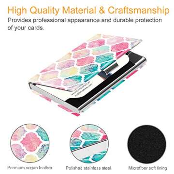 Fintie Business Card Holder, Premium Vegan Leather Coated Stainless Steel Professional Slim Name Car...