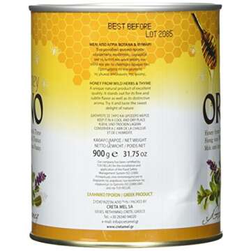 Orino Greek Honey with Thyme – 900g Can, Pure & Delicious