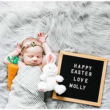 Letter Board - 10'' x 10'' Black Felt Letter Board Sign with 460 Letters Changeable Letter Boards 10x10 Word Board Announcement Boards with Letters for Wedding Birthday Pregnancy Baby VAG021