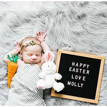 Letter Board - 10'' x 10'' Black Felt Letter Board Sign with 460 Letters Changeable Letter Boards 10x10 Word Board Announcement Boards with Letters for Wedding Birthday Pregnancy Baby VAG021