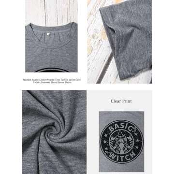 OUNAR Basic Witch Coffee T Shirt for Women Halloween Tee