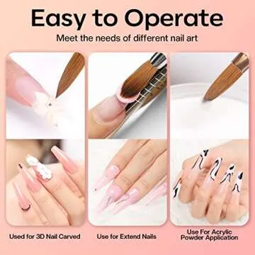 Modelones Kolinsky Acrylic Nail Brush, 2022 Newest Nail Brushes for Acrylic Application, 100% Pure Kolinsky Sable Hair, Rose Gold Liquid Glitters Handle, Nail Art Brush for Acrylic Powder - Size 8