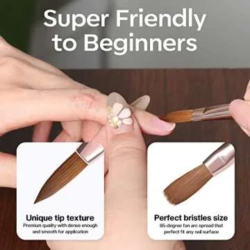 Modelones Kolinsky Acrylic Nail Brush, 2022 Newest Nail Brushes for Acrylic Application, 100% Pure Kolinsky Sable Hair, Rose Gold Liquid Glitters Handle, Nail Art Brush for Acrylic Powder - Size 8