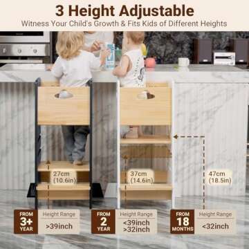 COSYLAND Toddler Standing Tower - Super Stable Kitchen Helper - Adjustable Heights