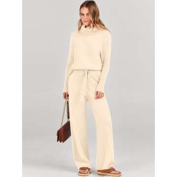 Oversized Turtleneck Knit & Wide Leg Lounge Set for Fall