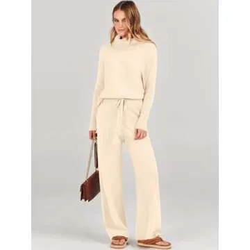 Oversized Turtleneck Knit & Wide Leg Lounge Set for Fall