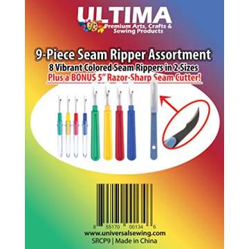 Ultima 9 Piece Colorful Seam Ripper Set for Easy Unpicking