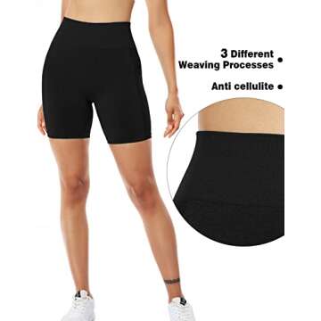 TSUTAYA Workout Gym Shorts for Women 5" Scrunch Seamless High Waisted Women's Contour Shorts for Running Cyling Yoga Squat Proof Black M