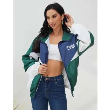 Wyeysyt Women's Y2K Colorblock Windbreaker Jacket