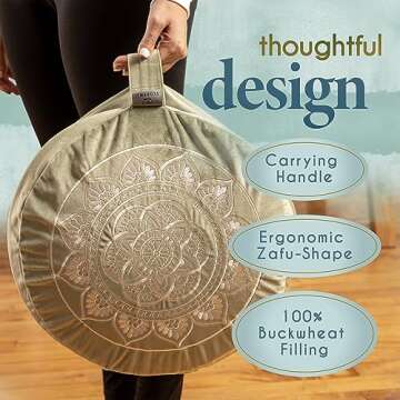 Florensi Meditation Cushion - Lavender Infused Velvet Yoga Pillow for Comfort and Support