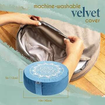 Florensi Meditation Cushion - Comfortable Velvet Yoga Pillow