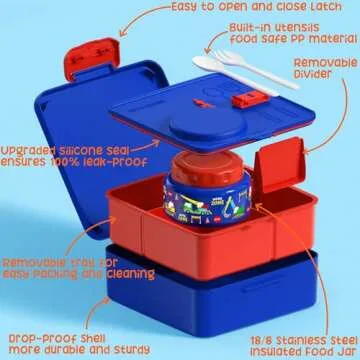 Fimibuke Kids Bento Box with Thermos, 60OZ Leakproof