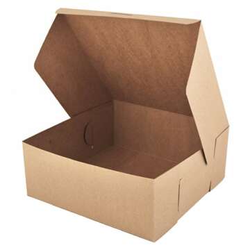 SCT Kraft One-Piece Non-Window Bakery Boxes, 10 x 10 x 4, Brown, Paper, 100/Bundle