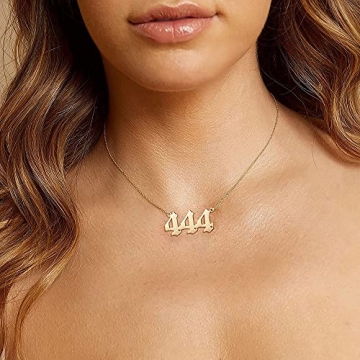 Angel Number 444 Necklace 18K Gold Plated Numerology Jewelry