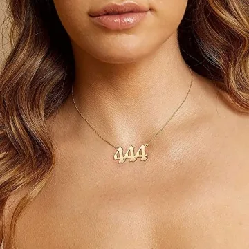 Angel Number 444 Necklace 18K Gold Plated Numerology Jewelry