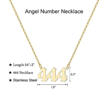 Angel Number 444 Necklace 18K Gold Plated Numerology Jewelry