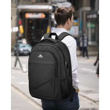 MATEIN Extra Large Business Travel Anti Theft Laptop Backpack, 18 Inch TSA Airline Approved Carryon Backpack for Women Men, Work Bag with USB Port and Luggage Strap, Black