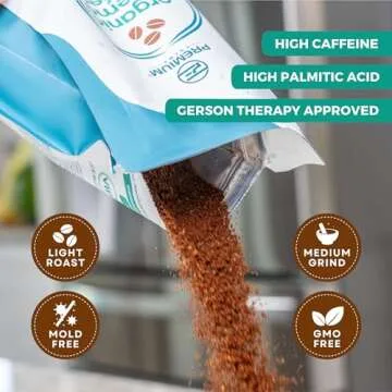 PE Premium Enema Organic Coffee for Enemas. Light Roast, Medium Ground, Specialty Grade. High in Palmitic Acid and Caffeine. Ideal for for Gerson Therapy, Liver Detox and Colon Cleansing (1 Lb)
