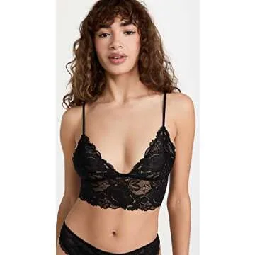 Free People Women's Everyday Lace Longline Bralette, Black, S