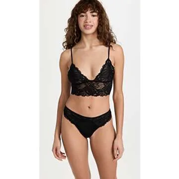 Free People Women's Everyday Lace Longline Bralette, Black, S