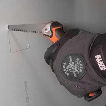 Klein Tools 31737 Folding Jab Saw / Drywall Saw, Hand Saw with Lockback at 180 and 125 Degrees and Tether Hole