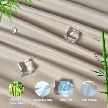 PHF 100% Rayon Derived from Bamboo Cooling Fitted Sheet Twin Size for Hot Sleeper,16" Deep Pocket,2....