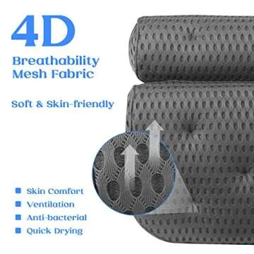 Ultimate Comfort Bath Pillow with Anti-Slip Suction Cups