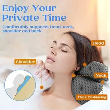 Ultimate Comfort Bath Pillow with Anti-Slip Suction Cups